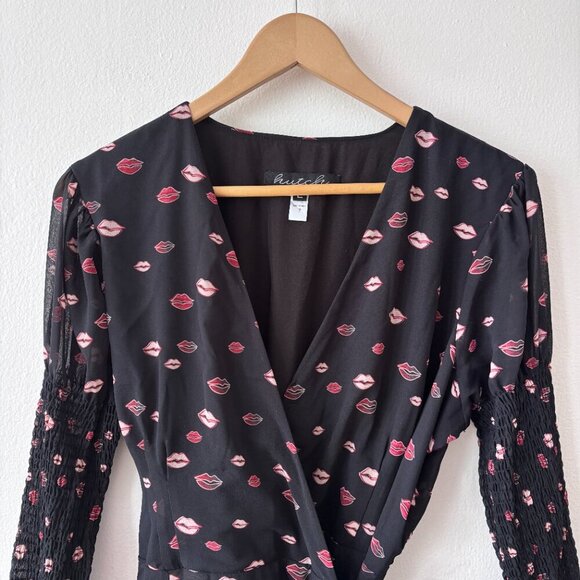 Hutch Lip Print Wrap Midi Dress - Picture 3 of 8